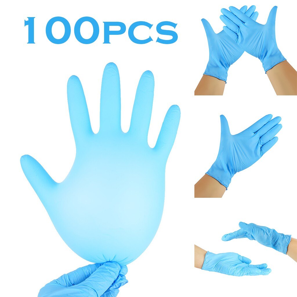 100 pcs Disposable Nitrile Gloves Work Glove Food Prep Cooking Gloves / Kitchen Food Waterproof Service Cleaning Gloves Blue: Blue / S
