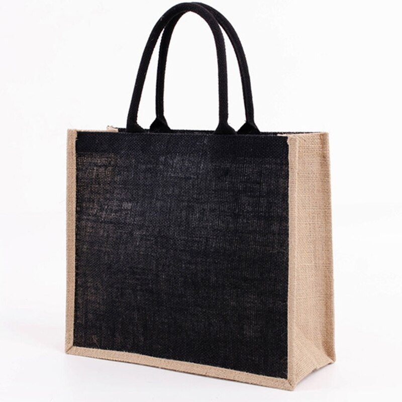 Burlap Bag with Laminated Interior and Soft Cotton Handle, Women Shopping Grocery Bags, Bridesmaid Bag