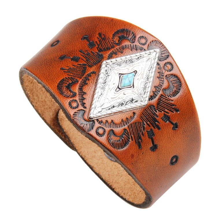 Moda szeroki mężczyzna skórzana bransoletka Trendy Alloy Metal Man bransoletki bransoletki geometryczne skórzane bransoletki biżuteria: colour 6