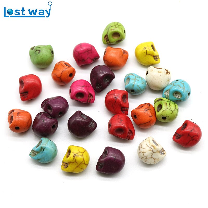 Cuentas de piedra Natural a la de 10MM, cuentas de calavera de howlita, amuleto de cuentas sueltas al por mayor para hacer joyería DIY: Mixed 50pcs
