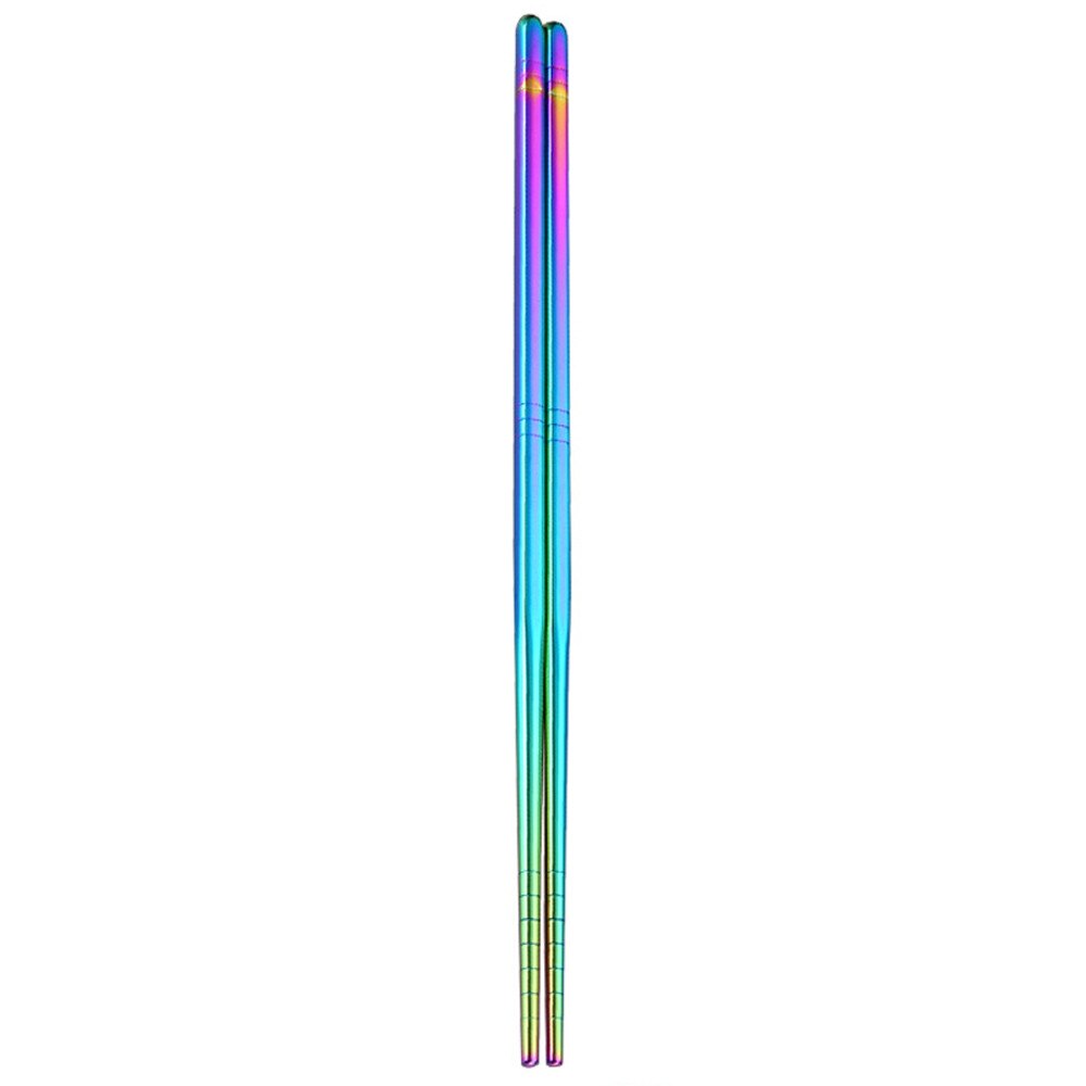 1Pc Chopsticks Length White Flower Pattern Stainless Steel Chopsticks Pair palillos chinos китайские палочки Chinese: F