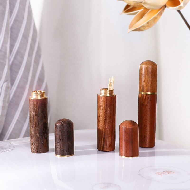 Wooden Toothpick Holders Sandalwood Craft Light and Portable Toothpick Cone Mahogany Small Ornaments Tooth Pick Holder