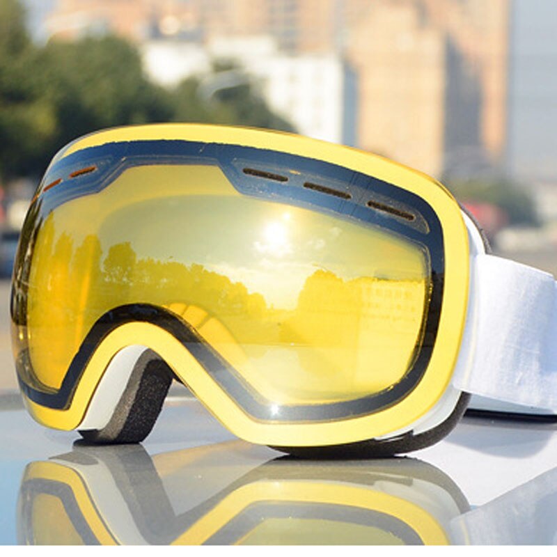 Winter Brille Anti-Nebel-Ski draussen UV Schutz Skifahren Brillen Sport Winddicht Snowboard Schneemobil Männer Frauen Gläser Maske: Weiß Gelb