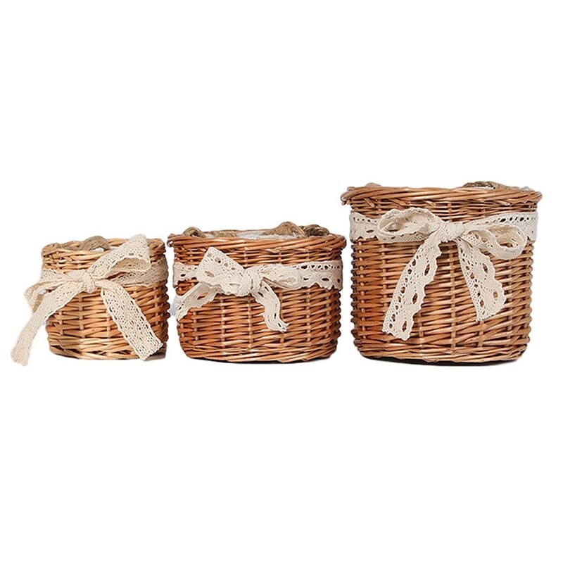 STOYRB 1 Pack Country Picnic mand, rieten picknickmanden met handvat en deksel Kleine Opbergmand met Liner Candy Gift Bruiloft Manden, Rood, 25x18x28cm