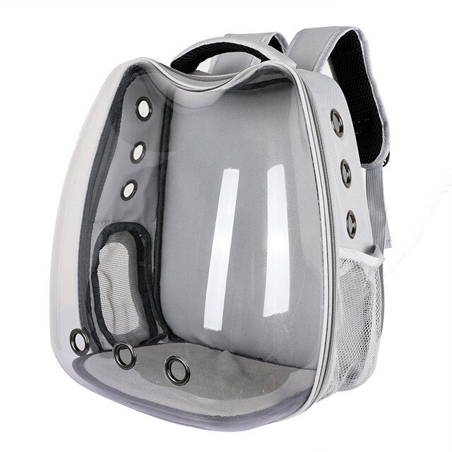 Cute Cat Carrier Bag Breathable Transparent Small Pet Carrier Dog Cat Backpack Outdoor Travel Pet Carrying Space Capsule: Blank Grey