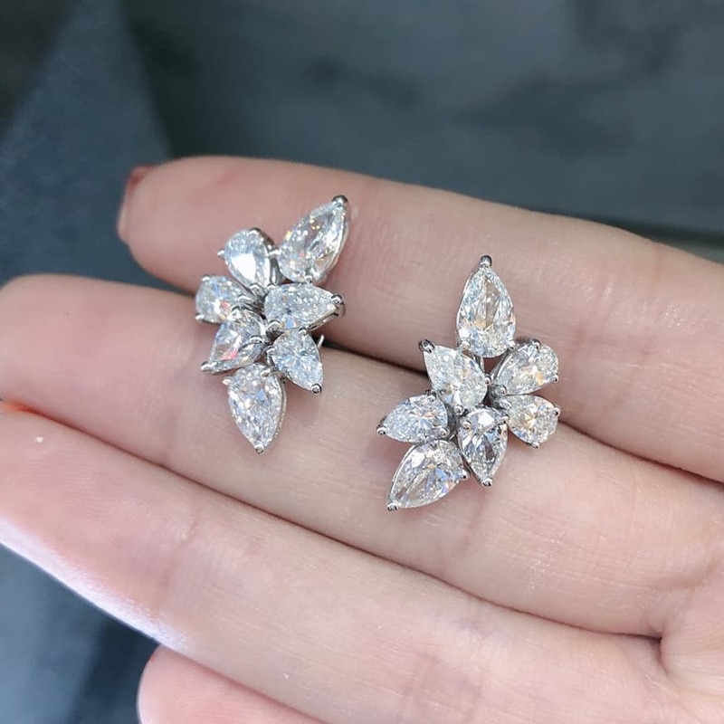 Huitan Matched Cubic Zirkoon Stud Oorbellen Vrouwen Voor Wedding Engagement Party Mode Luxe Oor Accessoires Sieraden: Default Title