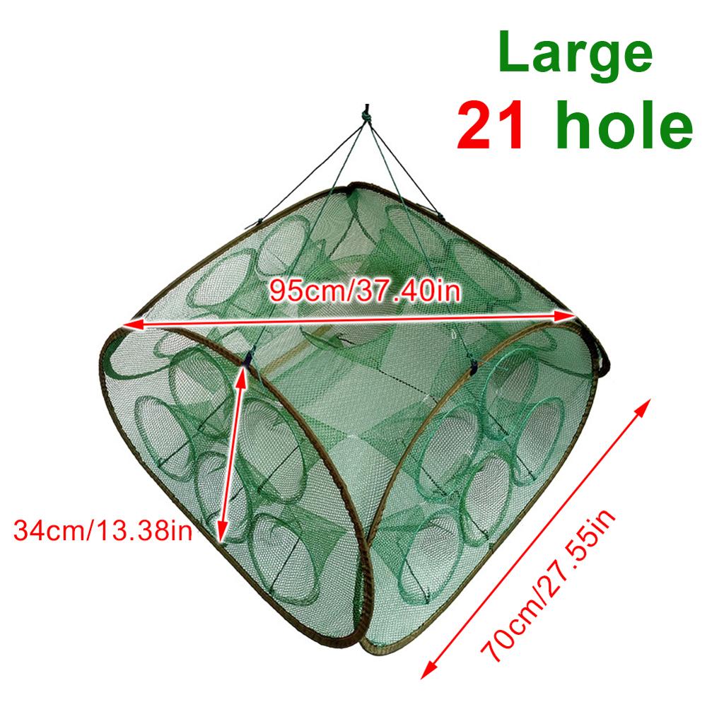 Versterkt 5/9/21 Gaten Automatische Visnet Garnalen Kooi Nylon Opvouwbare Crab Fish Trap Cast Netto Cast Vouwen Vissen netwerk: 21 Holes