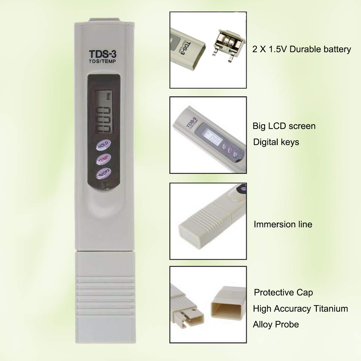Water TDS Meter Water Tester 0-9999ppm Meter Testing Water Meter for Drinking Water Aquariums RO System Swinging Pool