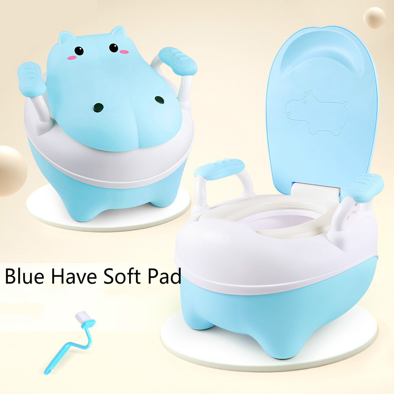 Orinal para bebés niños silla de asiento de entrenamiento portátil lindo hipopótamo viaje olla niños inodoro con cepillo de orinal gratis