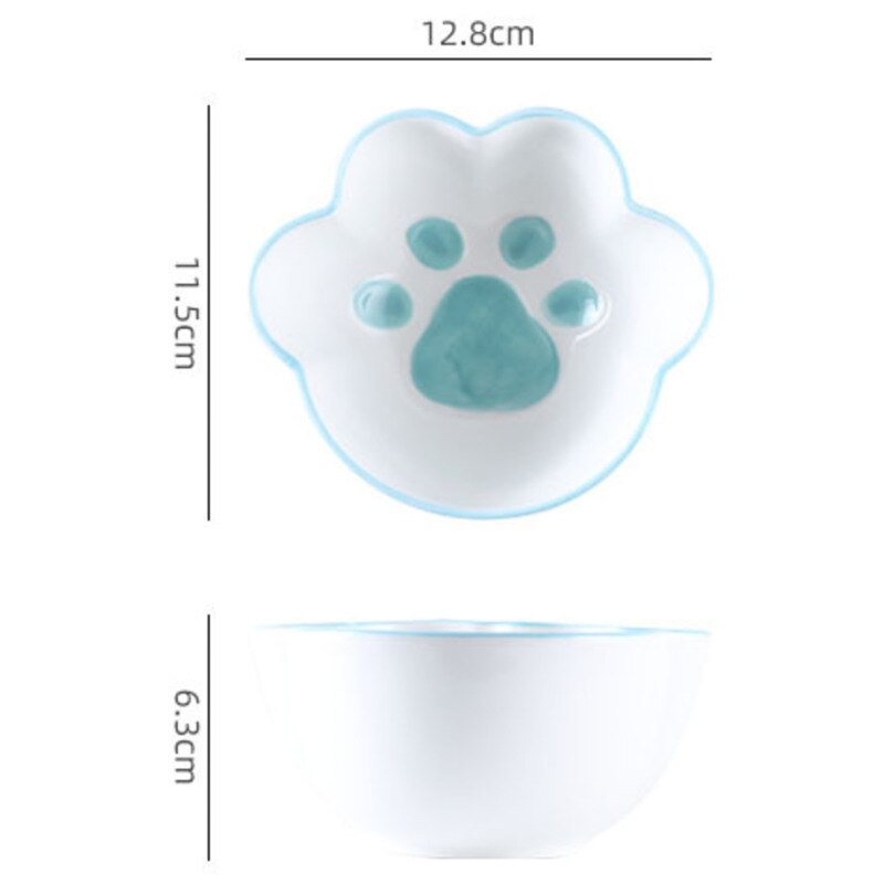 Kawaii Cat Claw Bowls Cartoon Ceramic Bowl Breakfast Dishes Home Cute Cat Dog Paw Western Food Salad Plate: 5inch bowl Blue