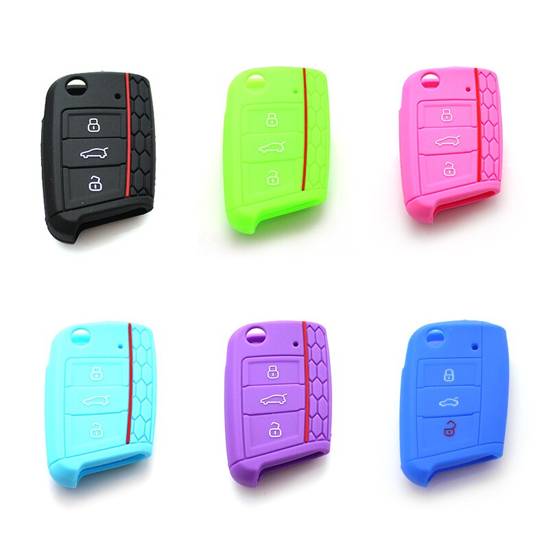 For VW Golf 7 MK7 Tiguan Polo Skoda Octavia A7 Seat Leon Car 3 Buttons Key Cover Case Silicone Shell