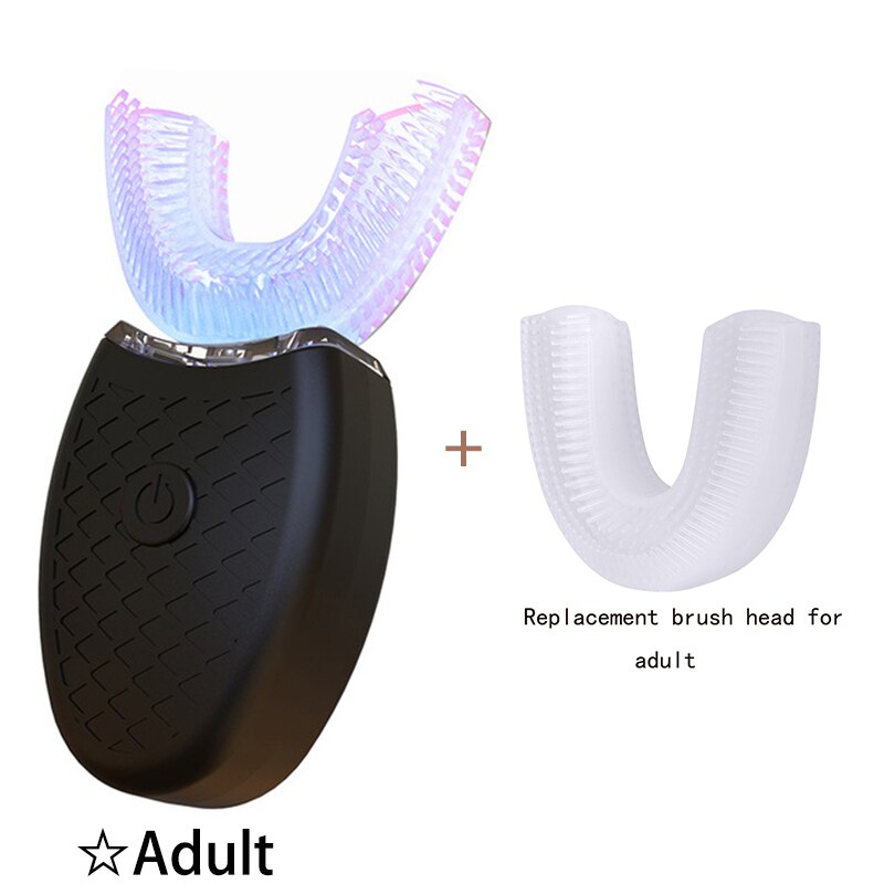 Sonic U Shaped Electric Toothbrush Kids Tooth Brush For Children Baby Toothbrushes Ultrasonic Teeth Cleaner Head Smart Whitening: Black and head
