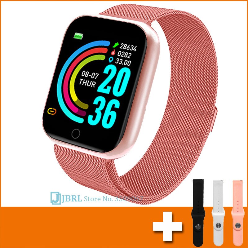 Newest Smart Band Women Men Smartwatch Bluetooth Ladies Fitness Bracelet Mens Waterproof Android IOS Phone Heart Rate Sports: gold add strap 8