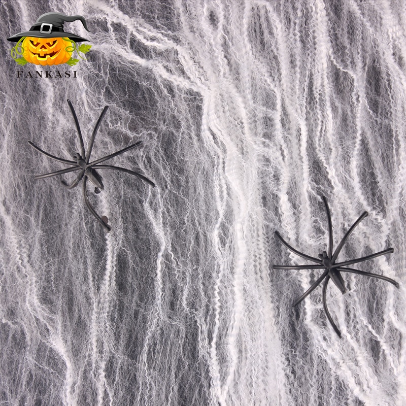 Halloween Scary Party Scene Props White Stretchy Cobweb Spider Web Horror Halloween Decoration For Bar Haunted House