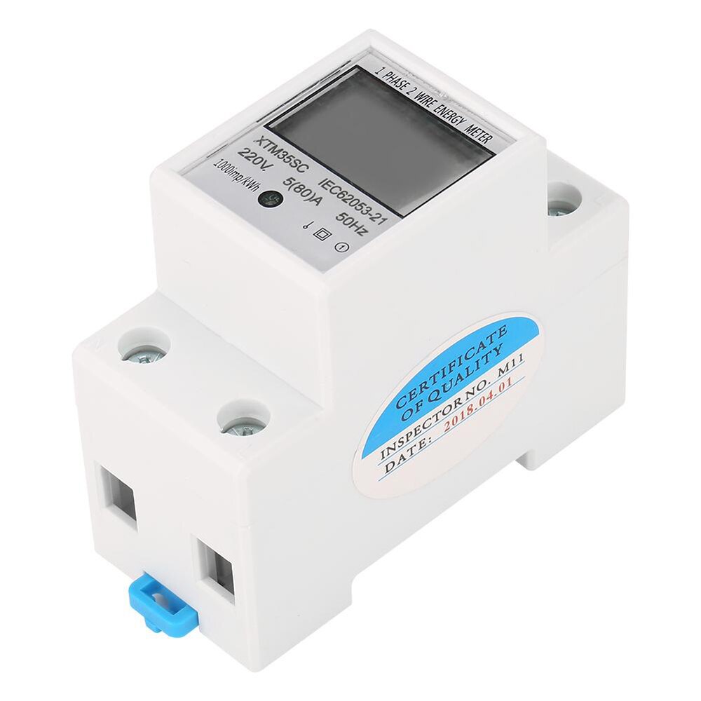 XTM35SC 220V 5(80)A Digital 1 Phase 2 Wire Din-Rail Energy Meter 2P DIN-Rail Electronic Energy KWh Meter Accuracy Class 1