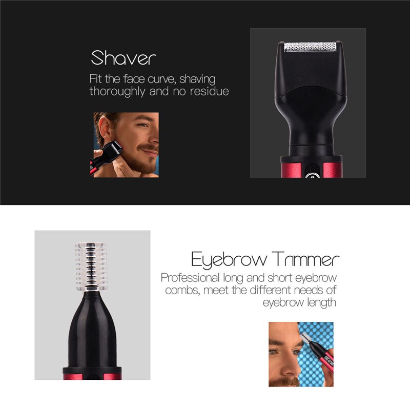 4 in 1 mannen Gezicht Ontharing Kit Oor Neus Trimmer Elektrische Wenkbrauwen Neus Bakkebaarden Hair Cutter Scheerapparaat Batterij aangedreven P46