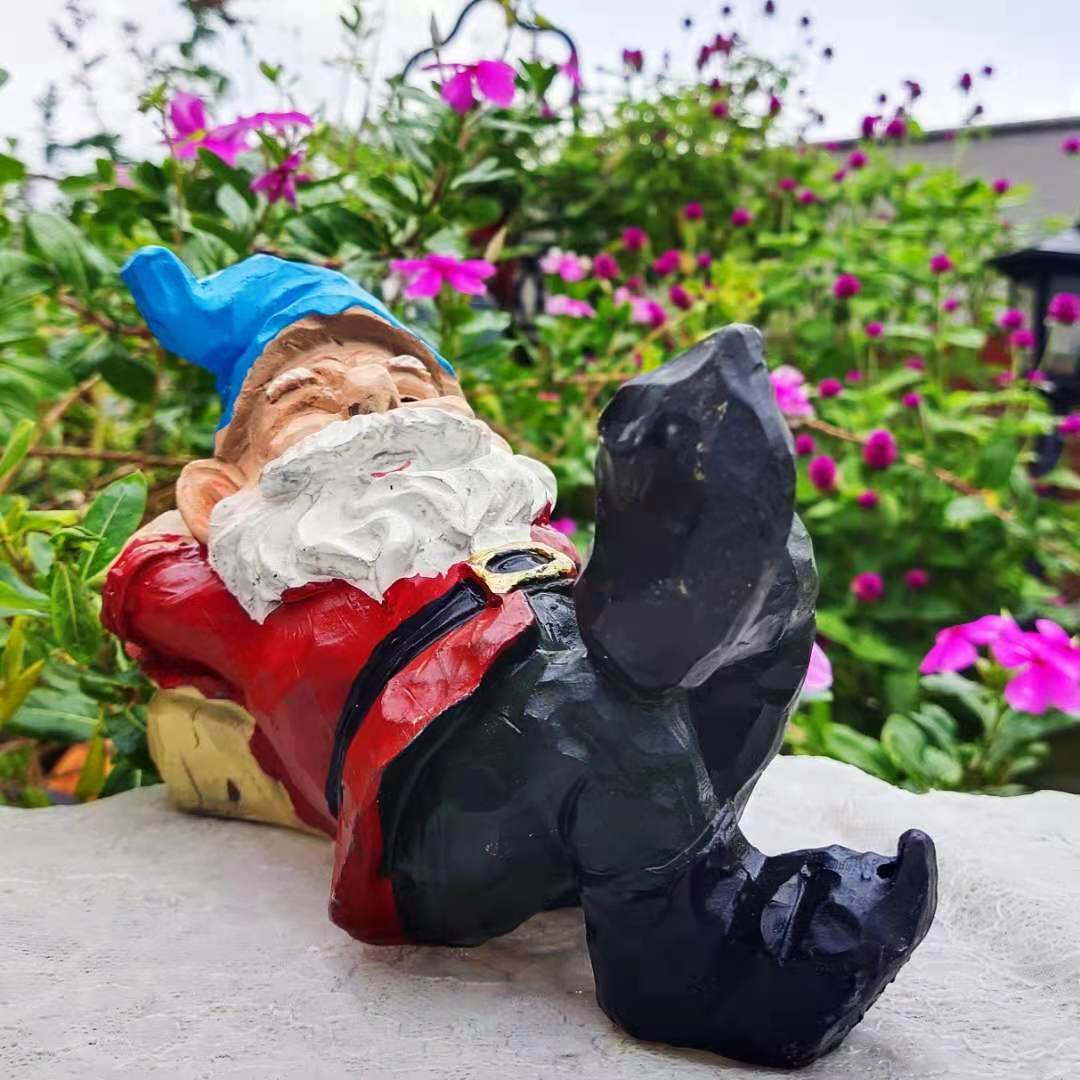 Cappello blu da giardino abito rosso sdraiato babbo natale accessori in resina regalo di natale cortile balcone scultura decorazione artigianato