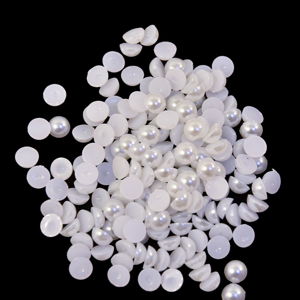 1 Zak Nail Art Rhinestones Gemengde Size (2-7 Mm) wit Abs Parels Halfronde Plaksteen Parels Voor Diy Decoratie Nagel Kraal Stenen # KY8: 6mm