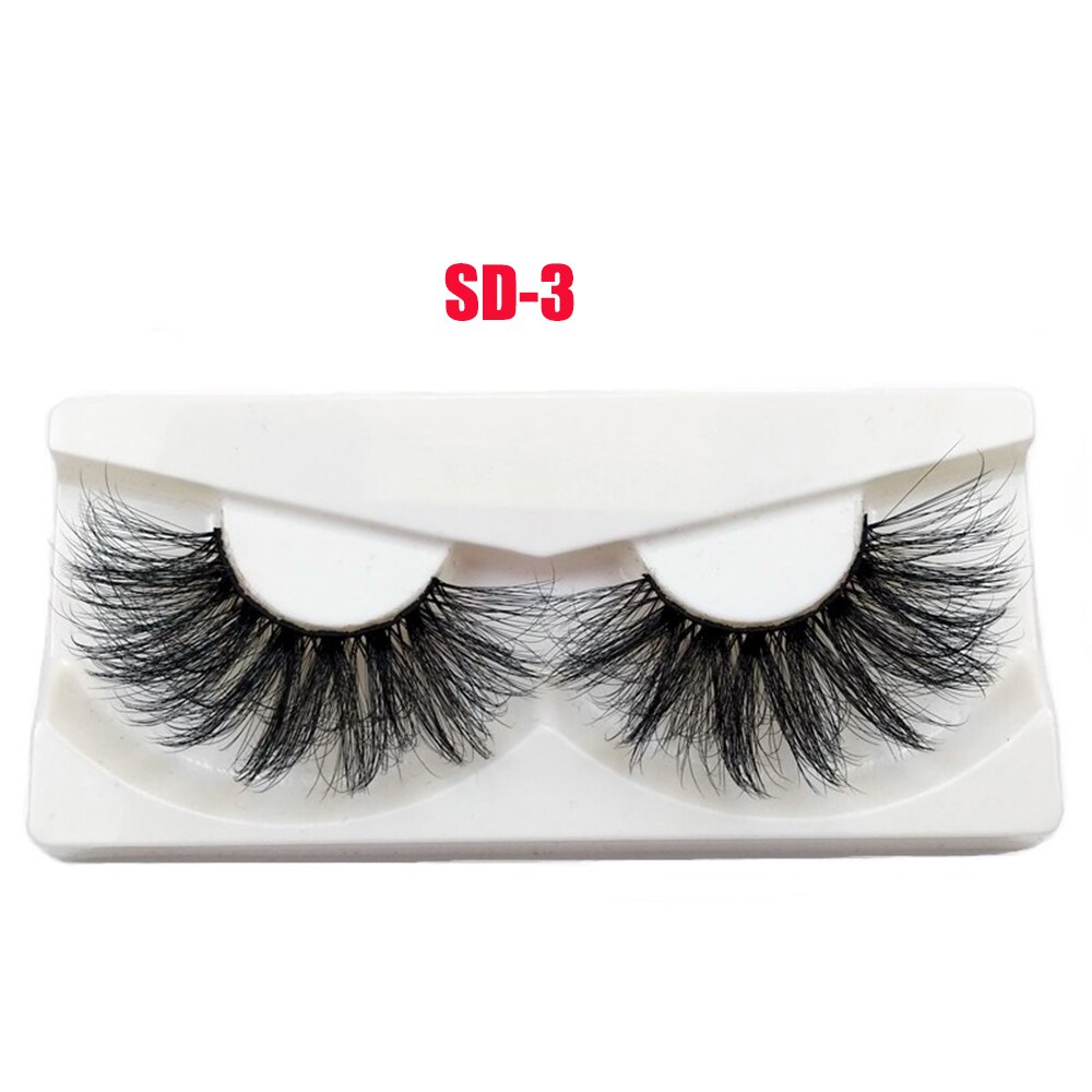 25MM Lashes 5D Mink Hair False Eyelashes Dramtic Thick Long Wispies Fluffy Full Strips Handmade Eye Makeup Lashes Extension Tool: 1 Pair SD-3