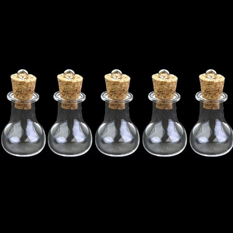 5 sztuk mini, któodnośnie chcą szklane butelki korka eliksir fiolki uroki naszyjnik wisiorek DIY