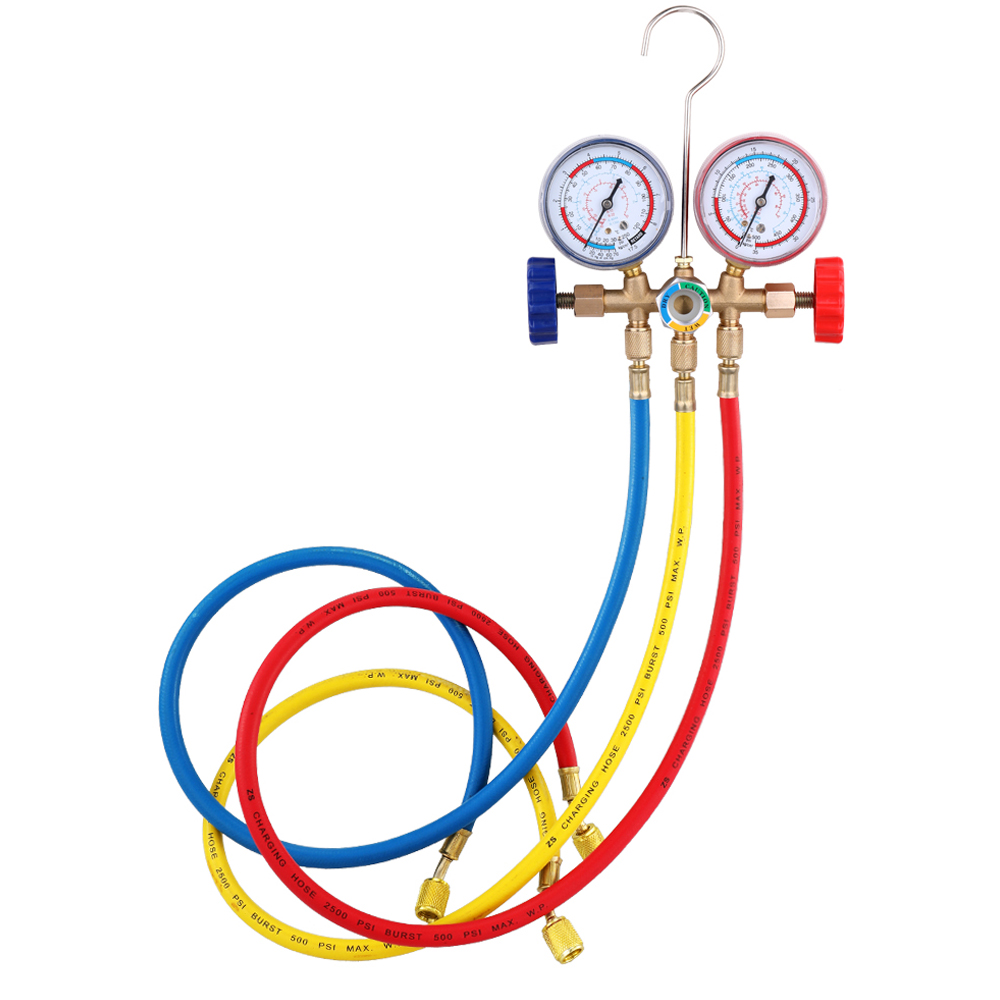 CT-536 Refrigerant Manifold Gauge Set Air Conditioning Tools with Hose and Hook for R12 R22 R404A R134A: Default Title