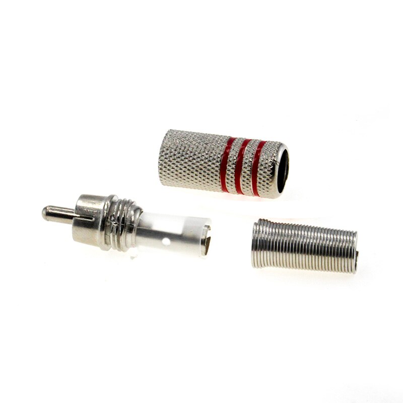 6/10 pcs RCA Red and Black Hybrid AV Male Plug Connector Metal Nickel Shell Stereo Video Audio Plug Channel Connector