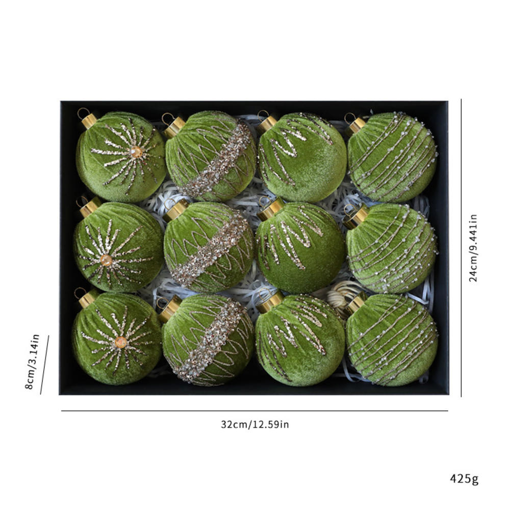 12-teiliges Weihnachtskugel-Ornament-Set Mit Samtbe Produktbild-Vorschau 8