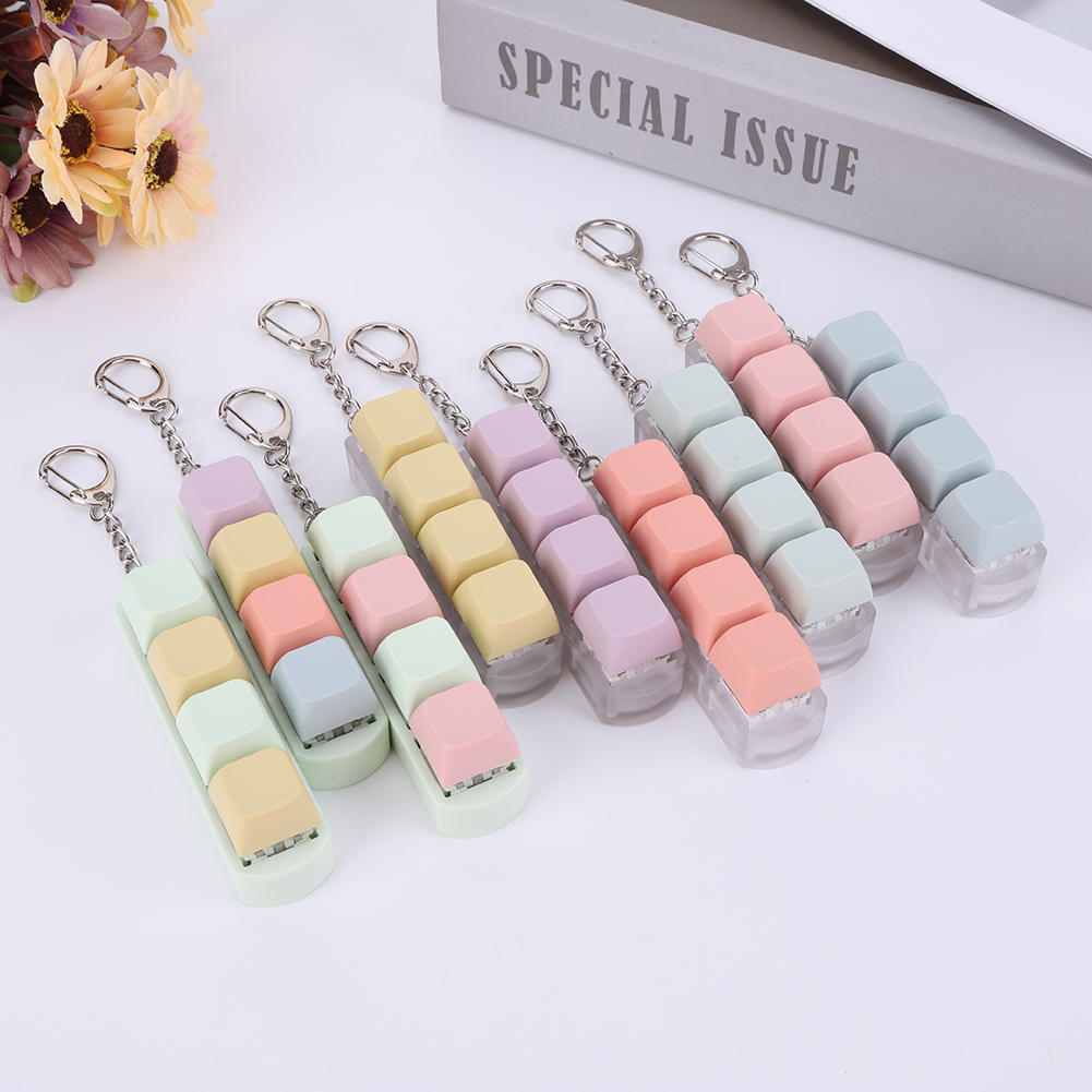 Juguete de tecla de teclado DIY para adultos, llavero Fidget, juguetes de descompresión, llave mecánica, para aliviar el tiempo de paso