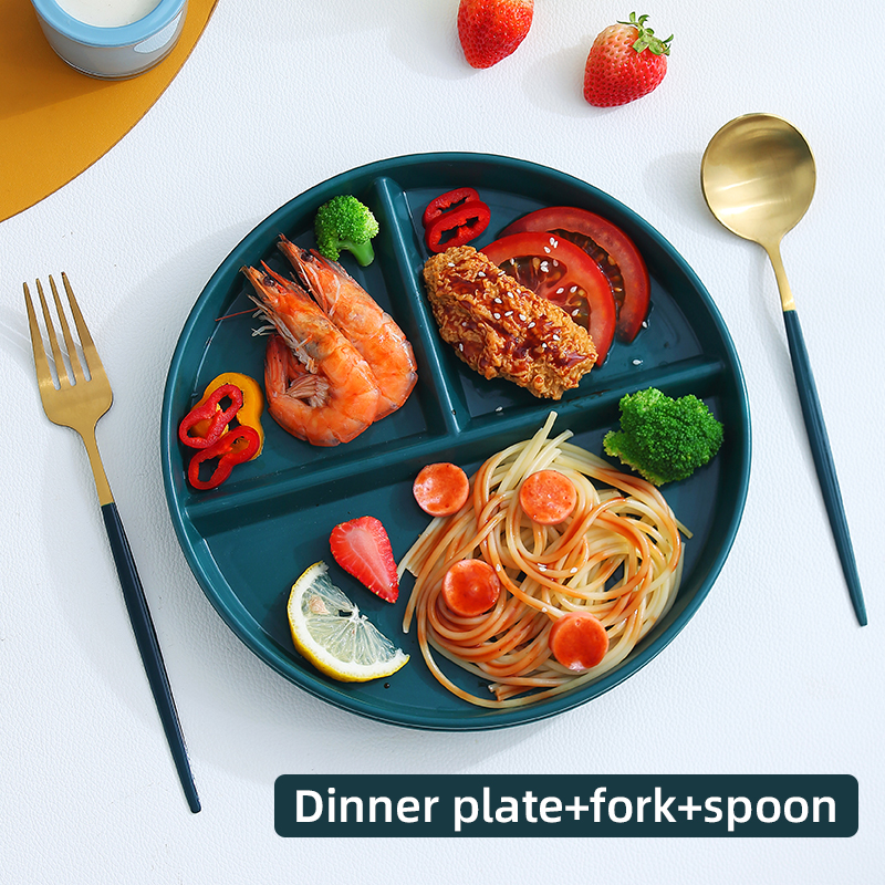 VandHome Compartment Plate For Food Round Plastic Salad Dinner Plates Dinnerware Plate Serving Dishes Cake Tray Kitchen Plates: 1pc round set