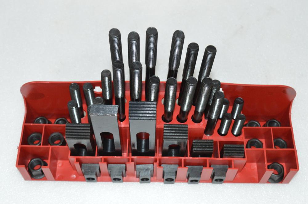 58Pcs Clamping Tools Kit M12 Milling Drilling Machine Studs Clamps 14mm S45C Solid Steel Slot Step Block Set
