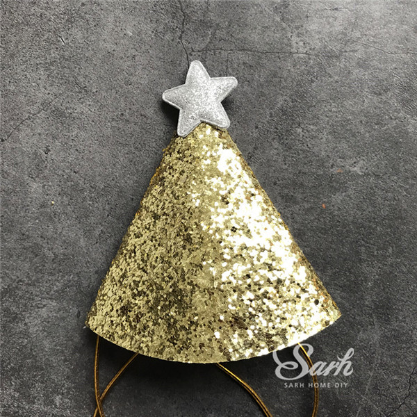 5 sztuk Bling złoty mini czapka urodzinowa z kolorowa gwiazda dziecko dziecko Cupcake wykaszarki ciasto dekoracje urodziny uroczy prezent: Srebrny