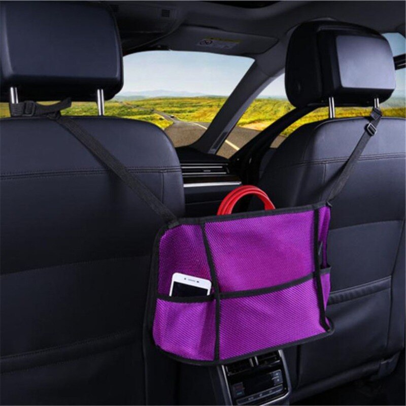 Universal Car Seat Side Opslag Mesh Netto Zak Bagage Holder Pocket Trunk Cargo Netten Organizer Auto Interieur Accessoires: 01Purple