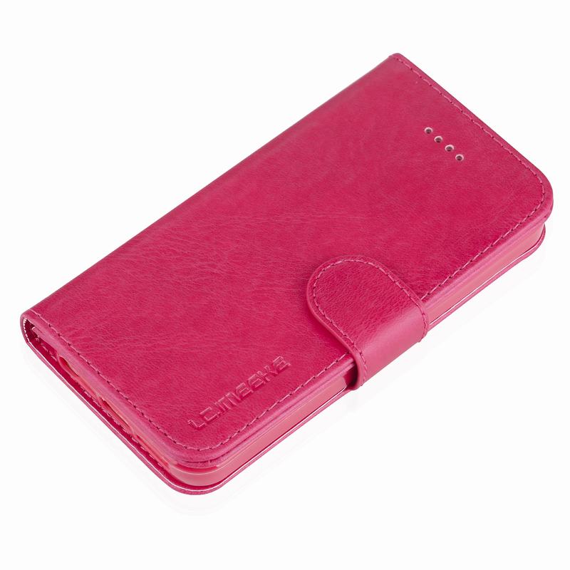 Case For iPhone 5 5S SE Phone Bag Cover Luxury Magnetic Flip Plain Vintage Wallet Leather Case Etui For Apple iPhone 5 S E Coque: For iPhone 5 / Rose Red