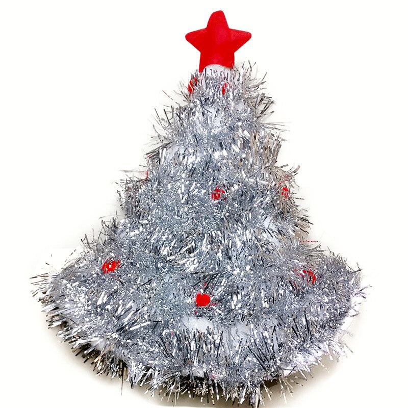 Sombreros de Navidad de Papá Noel para adultos y niños, gorros de árbol de Navidad, rojo azul a rayas, decoración de navidad, de Año ,: tree-silver