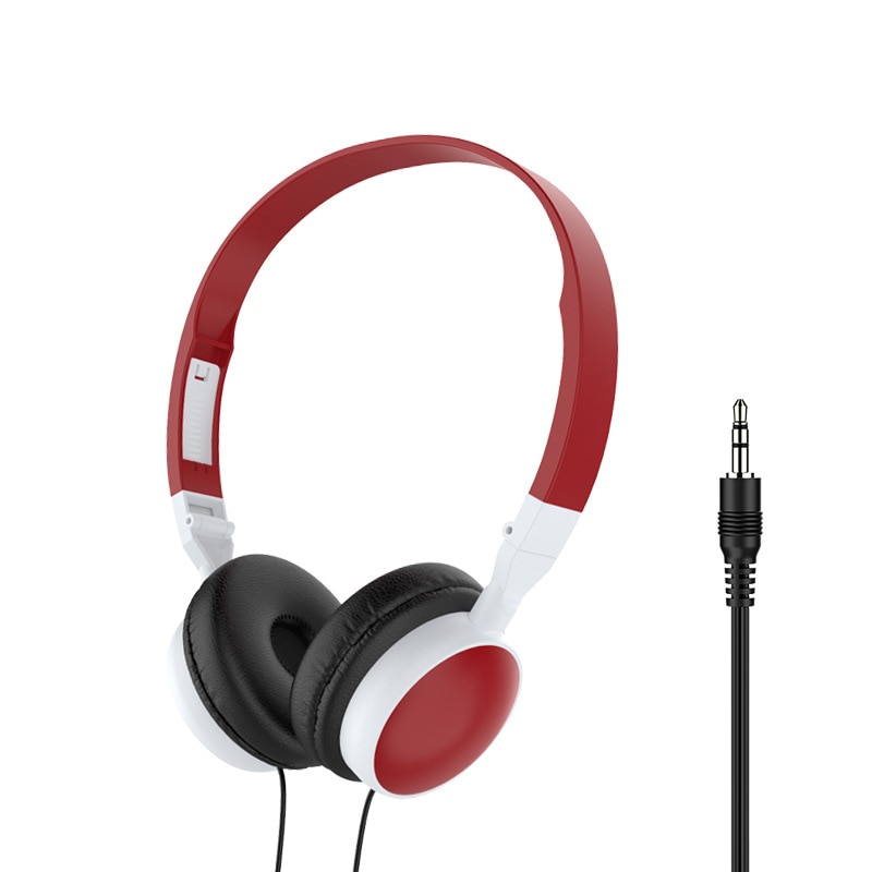 Headset Cable Bass Game Headset Stereo Music Headset 3.5mm Adjustable Flexible Headset Headphone The Wired Headset Line Type 32: red