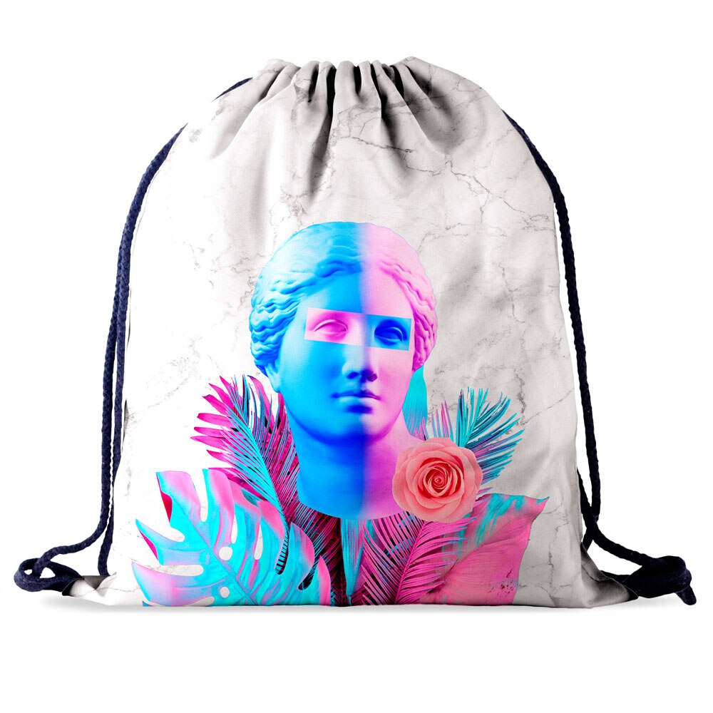 Who care-Bolso de lazo de dibujos animados para mujer, bolsa de compras portátil con estampado 3D de búho para zapatos, mochila de gimnasio de para viaje: D0011MB07