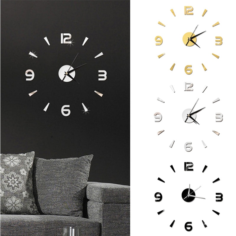 1 Set 3D Wall Clock Mirror Wall Stickers Living Room Quartz Watch DIY Home Decoration Clocks Sticker Reloj De Pared