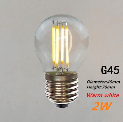 Energiebesparende Led Lamp Edison 2W 4W 6W 8W E27 Imitatie Wolfraam Draad Transparante Gloeilamp decoratieve Verlichting Binnenverlichting: G45  2W