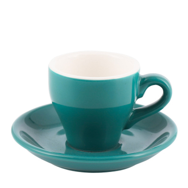 80 Ml Espresso Koffie Mok Set Gekleurde Glazuur Keramische Kopje Koffie En Schotel Huis Keuken Accessoires Drinkware Kahve Fincan Takimlari: Lake Blue