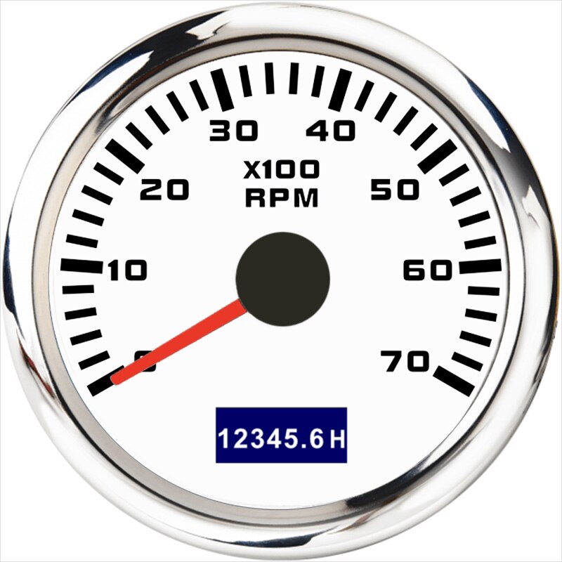 Tacómetro de 0 a 3000 RPM y 52mm con reloj de arena LCD, medidor de Tacho a prueba de agua de 4000 RPM y 7000RPM con luz trasera roja para yates y barcos: WS-7000 RPM