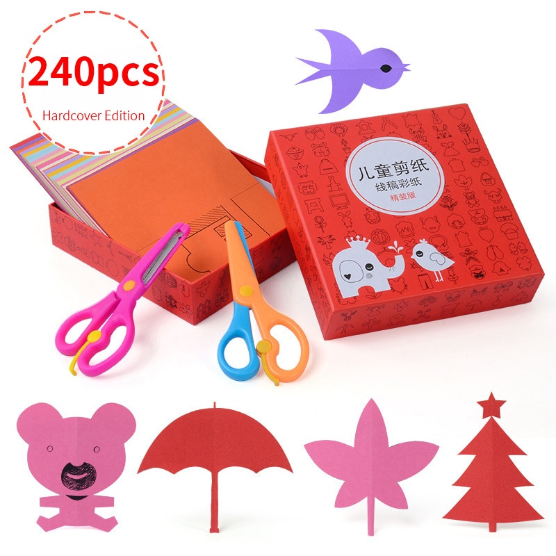 240 PCS Cartoon Paper Folding Cutting Knutselen Kinderen Art Craft DIY Educational Toys For Children Jouet Enfant Kindergarten
