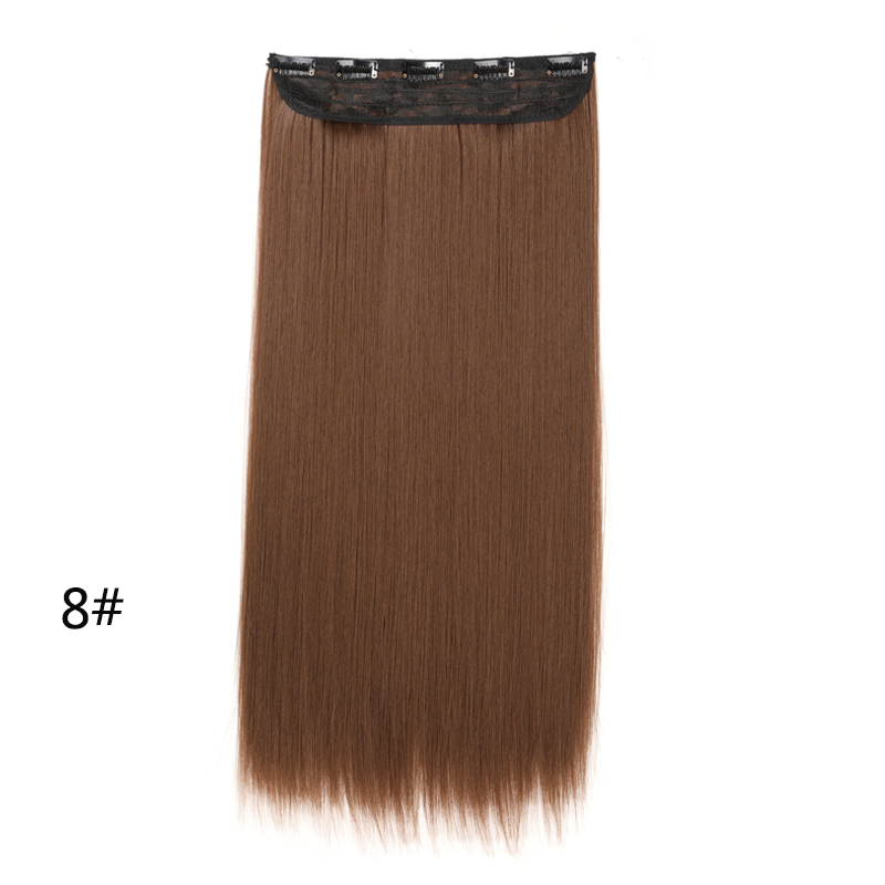 Extensiones de cabello invisibles de una pieza con 5 clips sintético, postizo largo y recto de 24 pulgadas resistente al calor para mujeres: FS1B/99J
