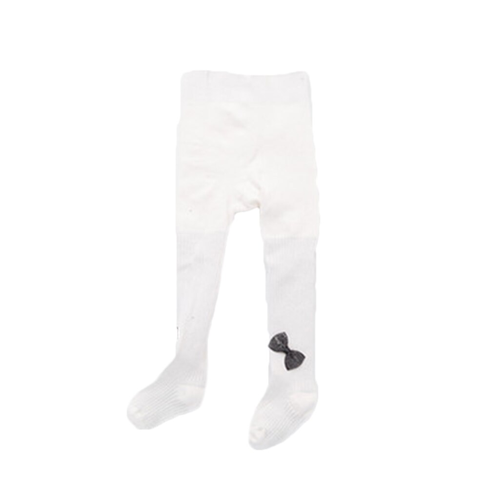 0-24M Mädchen freundlicher Strumpfhosen Strumpfhosen Solide Baumwolle Bogen Gestrickte Winter Warme Strumpfhosen Party Schule Beinlinge: weiß / 24M
