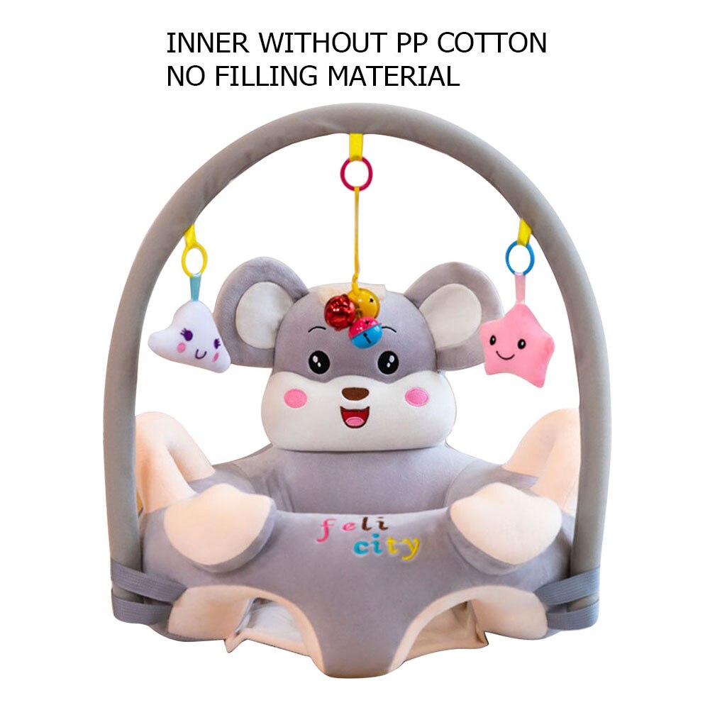Baby Sofa Support Seat Cover Cartoon Animal Learning To Sit Feeding Chair with Rod Infant Toddler Washable Cradle No Filler: C
