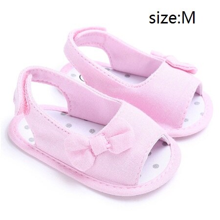 Sandalias de verano para niña con lazo para recién nacido, zapatos informales de princesa para exteriores, suela suave antideslizante para 0-12 meses: Pink M