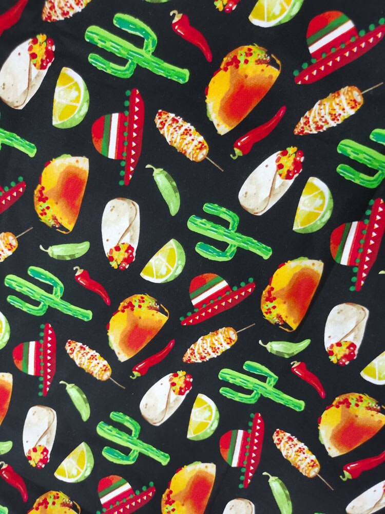 Tela de algodón con estampado espectacular para decoración del hogar, tejido textil colorido con de hamburguesa, perro , postre, limón, pimienta, Cactus, para vestido y ropa