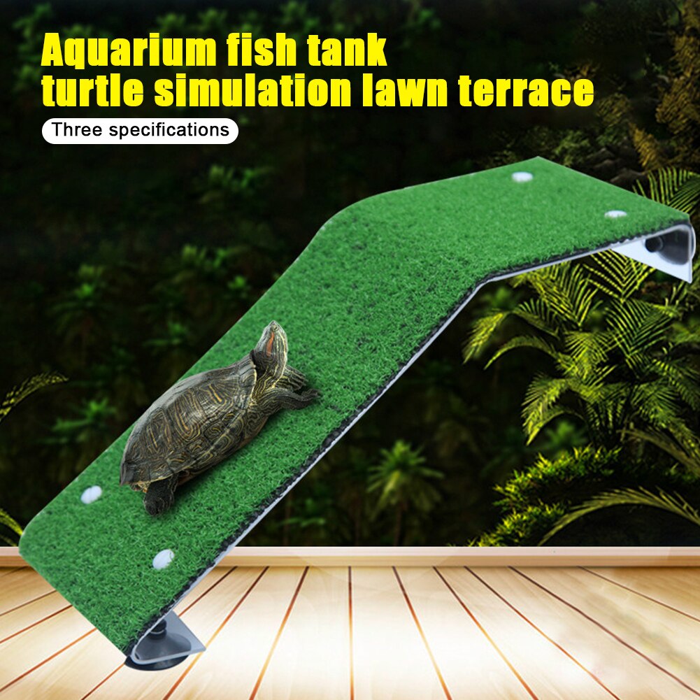 Turtle Platform Simulated Lawn Climbing Ladder Suction Cup Rest Reptile Aquarium Drying Tortoise Habitat Basking Terrace