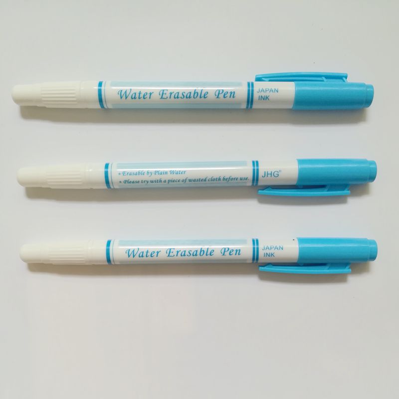 JHG Double Side Blue Water Erasable Pen Purple Fabric Marker Paint Pen Pink Air Erasable Pen Textile Markers Sewing Accessories: 3 pcs Blue