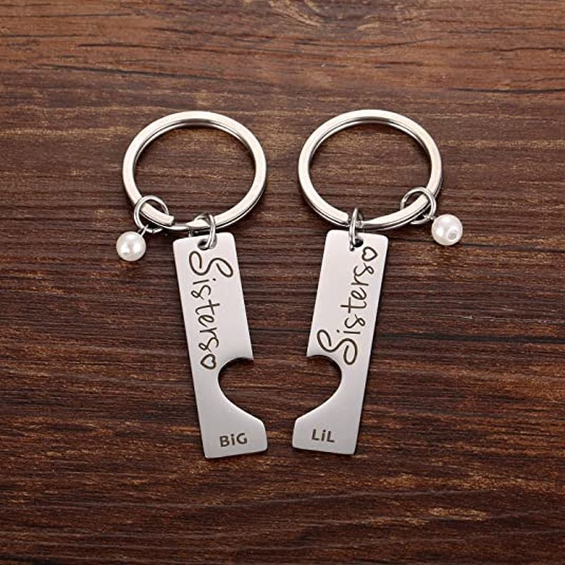 2PCS Zusters Grote Sis Lil Sis Sleutelhanger Van Zus Beste Vriend Sleutelhanger voor Meisjes Vrouwen Vrienden BFF Vriendschap
