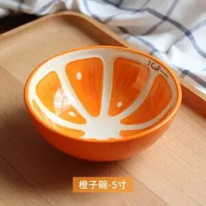 Frutero de cerámica con forma de sandía para comedor, mesa de salón, decoración creativa, 5 pulgadas, naranja, , E11131: 2